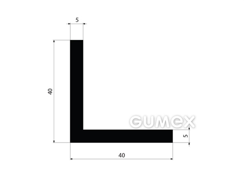 Gumový profil tvaru "L", 40x40/5mm, 60°ShA, NBR, -40°C/+70°C, čierny